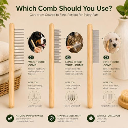 Cat Brush for Long Haired Cats - Long Hair Cat Brush & Comb Tool