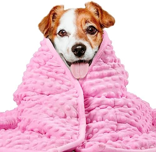 LaSyL Weighted Blanket for Pets | Thunder Blanket for Dogs Anxiety | Premium Soft Minky | Relaxation & Calming & Anti Anxiety | Used in Car, Bed, Couch | Pink, Washable Medium (32"x40")