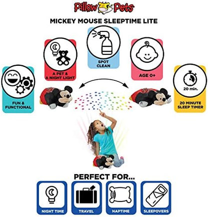 Pillow Pets Disney Mickey Mouse, 11" Sleeptime Lite