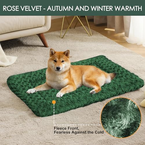 Dog Crate Pad Washable Cat Dog Pet Bed for Crate kennel Large Mat 36inGreen