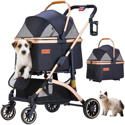 Pet Stroller for Small Dogs Cats, 6 Shock Absorption System