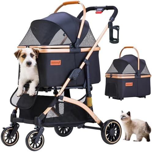 Pet Stroller for Small Dogs Cats, 6 Shock Absorption System
