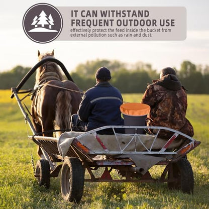 2-5 Gallon Horse Bucket Cover, Waterproof Horse Feed Bucket Cover, Lightweight and Easy to Use (Excluding Bucket, Orange)