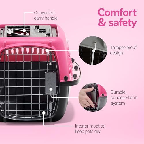 Petmate Two Door Plastic Pet Kennel, XS 19in, Pink, up to 10lbs