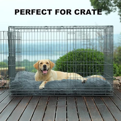 Bedfolks Waterproof Dog Crate Bed, Plush Dog Pad, 41"x27", Solid Dark Grey