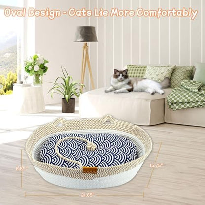 Cat Basket, Rope Basket for Cats with Summer and Winter Mats