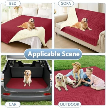 hyha Waterproof Reversible Dog Blanket, Pet Blanket for Sofa Couch