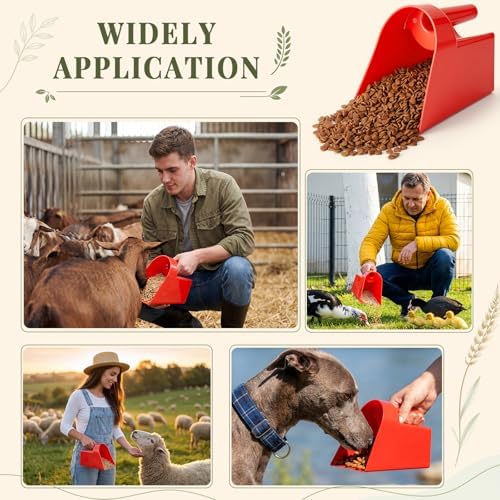 FillTouch 8 Pcs Feed Scoop 2 Qt Plastic Enclosed Heavy Duty Stackable Feed Scoop for Bird Horse Chicken Livestock Animal Ranchers Homesteaders Farmers(Red)