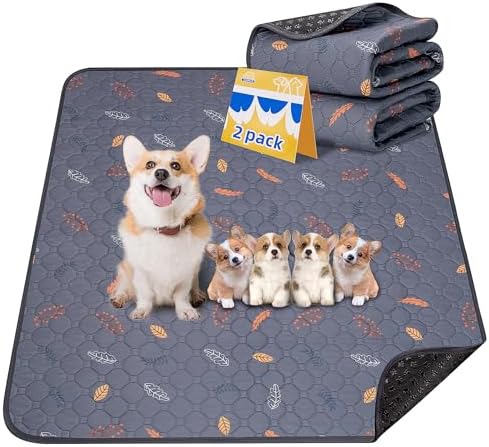 Sunheir 2-Pack Extra Large Reusable Dog Mat for Floor, Waterproof Dog Playpen, Super Absorbent Washable Pee Pads for Dogs, Pet Whelping Mat, Potty Training - 36" x 72"