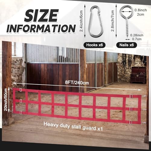 Zonon 8' x 20'' Adjustable Polyester Stall Guards for Horses, Red