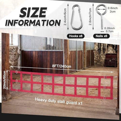 Zonon 8' x 20'' Adjustable Polyester Stall Guards for Horses, Red