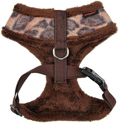 Puppia Kovo Dog Harness Over-The-Head Warm Winter Leopard Pattern Adjustable Chest for Small and Medium Dog, Brown, Medium