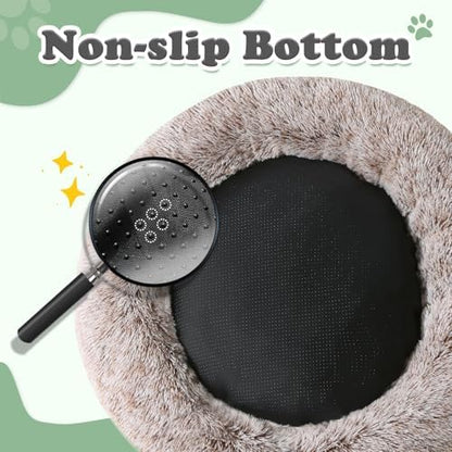 JOLLYVOGUE Dog & Cat Bed, Calming Anti-Anxiety Pet Bed for Small Dogs, Fluffy Donut Cushion for Small and Medium Pets (23")