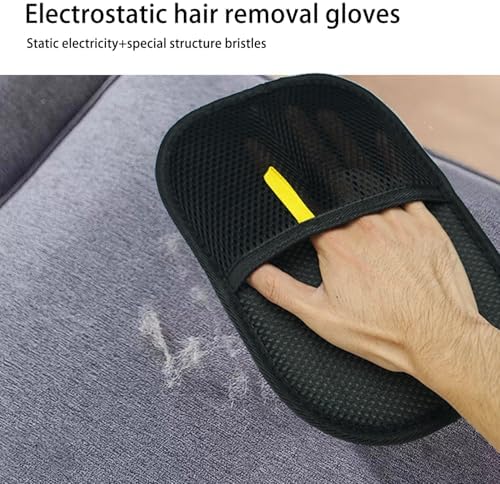 Pet Hair Remover Gloves 2 Pack with Comb, Reusable Electrostatic Pet Hair Removal Mitt for Couch, Car Seats, Clothes & Bedding, Dog & Cat Fur Remover for Furniture & Upholstery