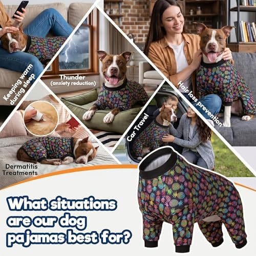 LovinPet Large Dog Clothes, Pinapple Paradise Black Print, M