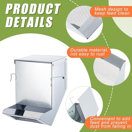 Maxcheck 2 Pcs Rabbit Feeder for Cages, 4.7 Inches, Mesh Bottom, Silver