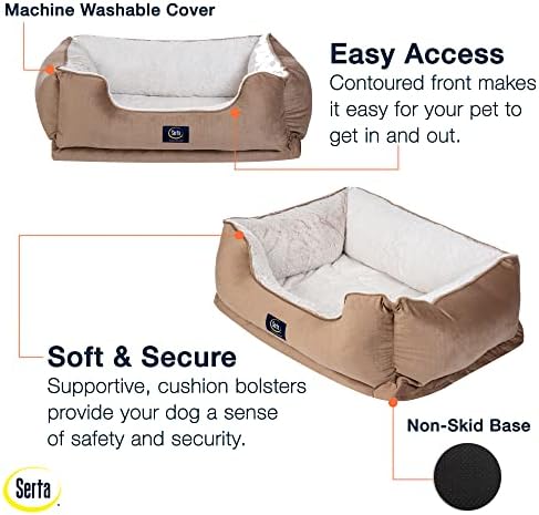 Serta Orthopedic Cuddler Dog Bed for Pets – Desert Sand (X-Large)