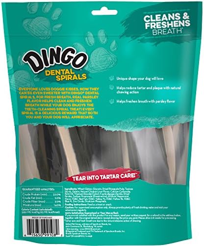 Dingo Dental Sticks for Tarter Control and Freshening Breath, Made with Real Chicken, Great Treats for Small, Medium, and, Large Dogs 15-Count, 10.5 Ounce (Pack of 4)