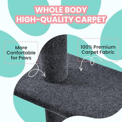 Max & Marlow 95-108" Floor to Ceiling Cat Tree for Indoor Cats, Dark Grey