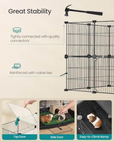 SONGMICS Pet Playpen, 2-Tier Steel Pen with Roof