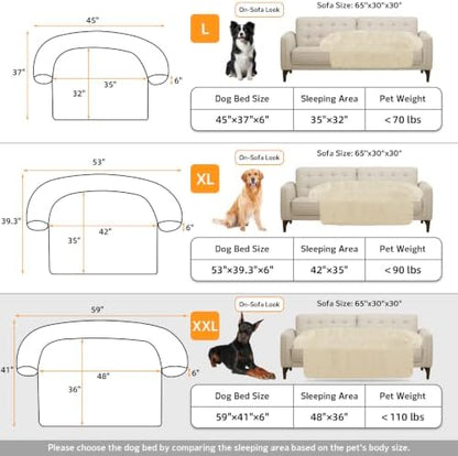 GGIB Calming Dog Bed Fluffy Plush Dog Mat for Furniture Protector with Removable Washable Cover for Large Medium Small Dogs and Cats (Extra Extra Large, Beige)