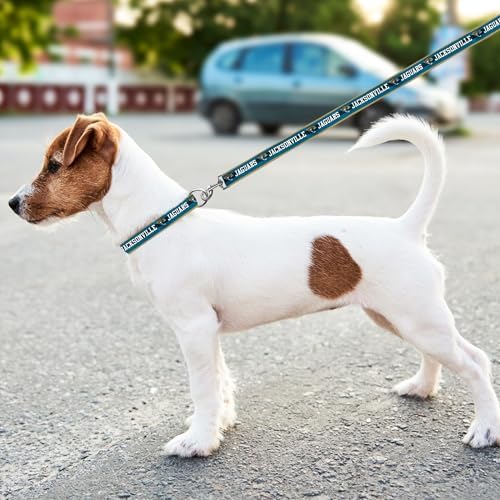 Pets First NFL Licensed Jacksonville Jaguars Pet Leash, Size Small – Durable Satin Dog & Cat Walking Strap and Pet Tether with Embroidered Team Name & Logo