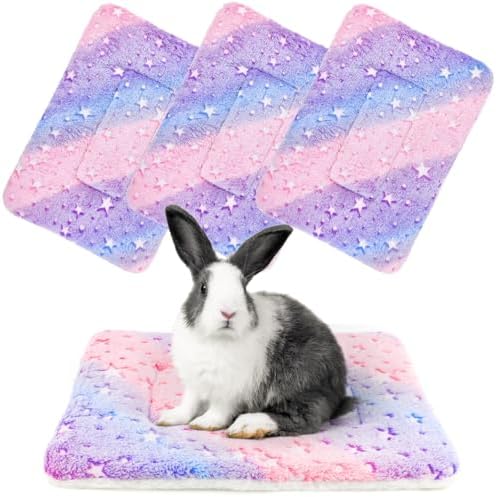 4-Pack Rabbit Bed, Fleece Washable Bunny Mat, 19"x13"