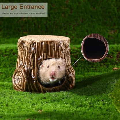 Ceramic Hamster Hideout Tree Chew Proof Syrian Hide Cool Bed Large