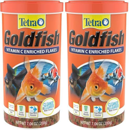 Tetra Goldfish Flakes, Nutritionally Balanced Diet for Aquarium Fish, Vitamin C Enriched Flakes, 7.06 oz (Pack of 2)