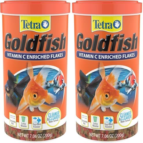 Tetra Goldfish Flakes, Nutritionally Balanced Diet for Aquarium Fish, Vitamin C Enriched Flakes, 7.06 oz (Pack of 2)