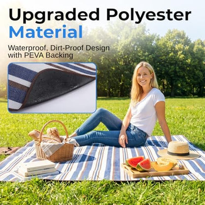 scuddles 60" x 80" Extra Large Outdoor Picnic Blanket – Waterproof, Foldable Travel Mat for Beach, Camping, Grass, Lawn, Park – Dual Layer, Sand-Free, Soft Throw Rug Fits 4 Adults, Summer Accessories