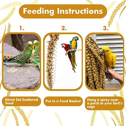 Spray Millet Treat for Birds Parakeets, Millet for Birds, Natural Bird Food