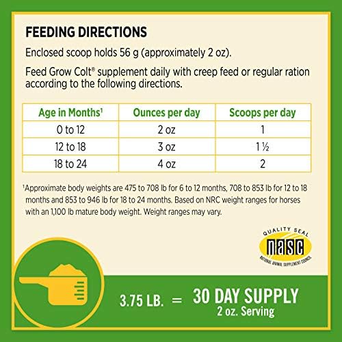 Farnam Grow Colt Supplement for Foal Growth & Development, 30 Day Supply