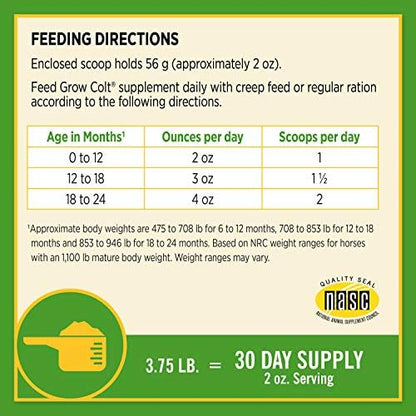 Farnam Grow Colt Supplement for Foal Growth & Development, 30 Day Supply