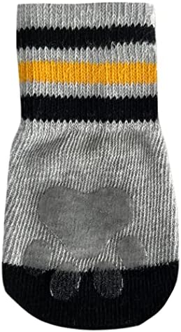 NFL Pittsburgh Steelers Anti Slip Dog Socks with Elastic Ribbed Top, Size X-Small/Small. Indoor/Outdoor Socks, Best Dog Paw Protector, 2 Pairs, Cool Puppy Supplies with NFL Logo of Steelers Team