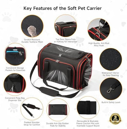 EliteField Soft-Sided Pet Carrier for Cats & Small Dogs (3-Year Warranty)