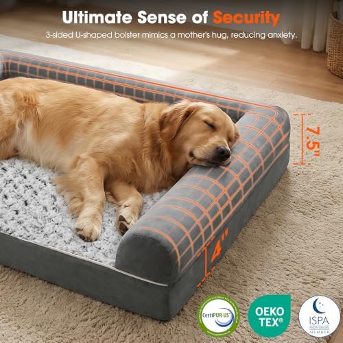 Waterproof Short Plush Orthopedic Sofa Dog Bed for Large Dogs