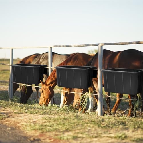 2 Pcs 17 Quart Rubber Horse Feed Bucket Hook Over Hanging Fence Feeder