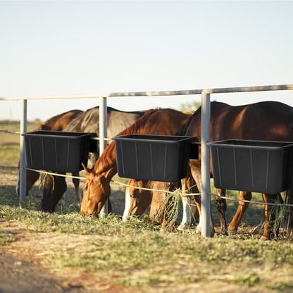 2 Pcs 17 Quart Rubber Horse Feed Bucket Hook Over Hanging Fence Feeder