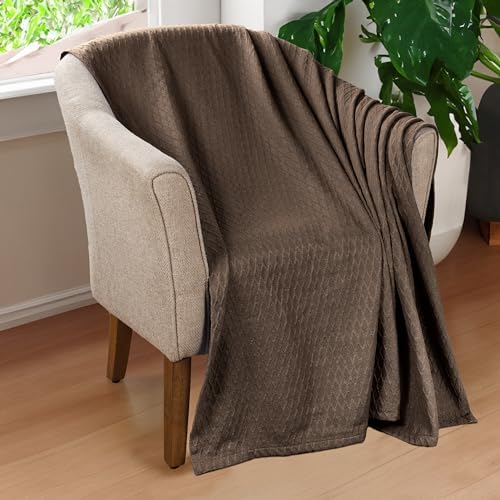 Superior Cotton Blanket, Lightweight, Breathable Bedding, Throw, Chocolate