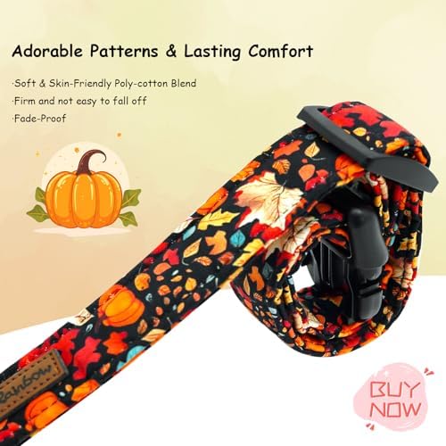 Dog Collar-Fall Leaf Pumpkin Print Adjustable Pet Collar Holiday Comfortable Puppy Collars Cute Sturdy Lightweight Quick-Release Buckle Collars for X-Small Dogs