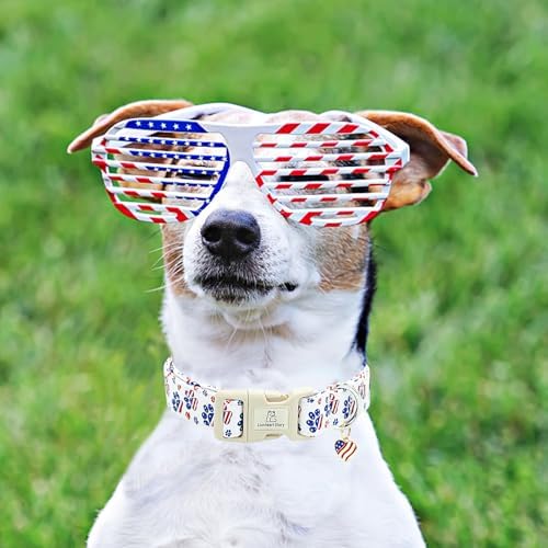 Lionheart glory American Flag Dog Collar, 4 of July Patriotic Independence Day Dog Collar Heavy Duty Adjustable Dog Collars for Small Dogs Pet Gift Summer Collars Dog Cute Collars