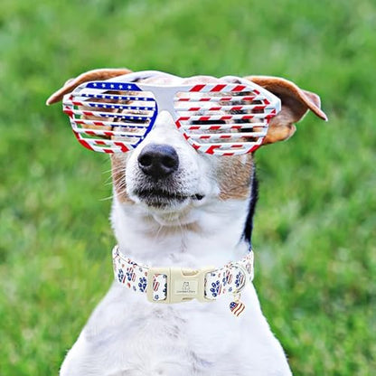 Lionheart glory American Flag Dog Collar, 4 of July Patriotic Independence Day Dog Collar Heavy Duty Adjustable Dog Collars for Small Dogs Pet Gift Summer Collars Dog Cute Collars