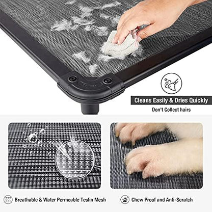 Veehoo Chew Proof Elevated Dog Bed - Cooling Raised Pet Cot - Rustless Aluminum Frame and Durable Textilene Mesh, Unique Designed No-Slip Feet for Indoor or Outdoor Use, Black Silver, X Large