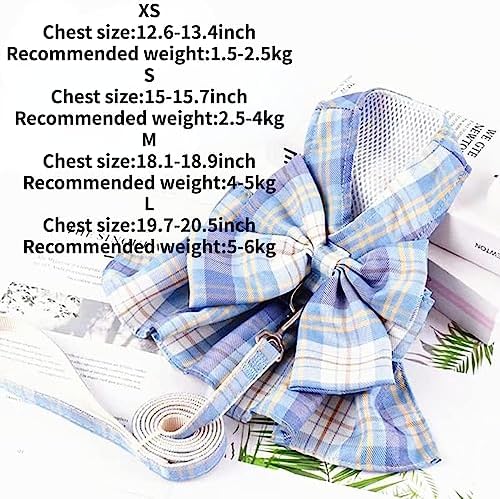 Rabbit Harness and Leash for Walking Escape Proof - Cute Skirt Mesh Breathable Bunny Vest Harness Outdoor Camping Hiking Training - Also Suit for Ferret Kittn Puppy Small Animals (Small,Blue)