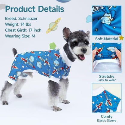 XPUDAC Dog Pajamas Clothes for Small Dogs Boy, Doggie Pjs Puppy Onesies Outfits Pet Clothes Christmas Pajamas, 4 Styles (Universe, XX-Small)