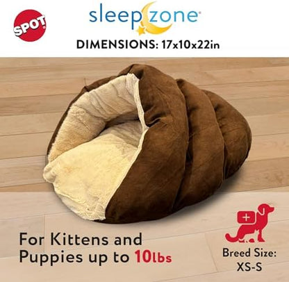 SPOT Sleep Zone Cuddle Cave Pet Bed | Soft, Plush Interior for Cats and Small Dog Breeds | Attractive and Durable Faux Suede Exterior | Machine Washable | Pet Safe