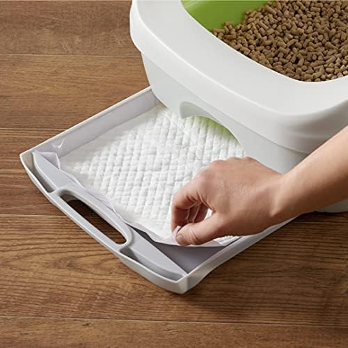 Amazon Basics Cat Pee Pads, Super Absorbent, Odor Control, Unscented, Universal Fit for Litter Box, Disposable, White/Purple, 100 Count