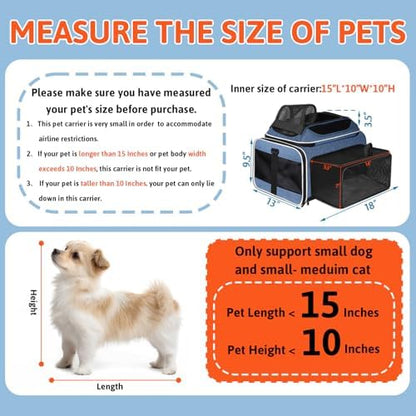 Petskd Top & Side Expandable Small Pet Carrier with Wheels Airline Approved