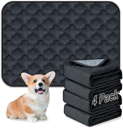 FunFurry Washable Pee Pads for Dogs - 4 Pack Reusable Pee Pads，Waterproof Puppy Pads，Pet Training Pads，Super Absorbent with Dog Paw Shape Non-Slip Backing (Dark Grey, 18" X 24" - 4 Pack)
